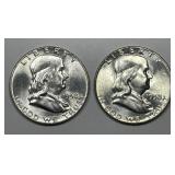 1958 Franklin Half Type 1 & 2 Pair Uncirculated BU