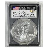 2021-W Burnished Silver Eagle Damstra PCGS SP70