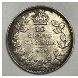 CANADA: 1918 Silver Ten Cent Extra Fine XF