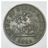 CANADA: 1854 Bank Of Upper Canada Penny Token