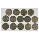 CANADA: Assortment of 14 Small Cents 1922-1925