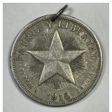 CUBA: 1915 Silver Peso Pendant