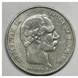 DENMARK: 1872 Silver 2 Kroner Fine F