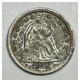 1848 Seated Liberty Silver Half Dime H10c AU