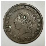 1837 Hard Times Token Not One Cent Tribute