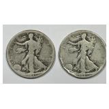 1921 P & S Walking Liberty Silver Half Pair