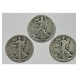 1919 P D S Walking Liberty Silver Half Trio