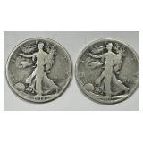 1918 & 1919 Walking Liberty Silver Half Pair