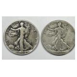 1928-S & 1929-S Walking Liberty Silver Half Pair