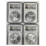 2014 Silver Eagle DEALER LOT of 4 NGC MS70