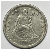 1856 Seated Liberty Silver Quarter Very Fine VF