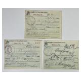 Trio of 1896 Postal Money Order Advice Notes