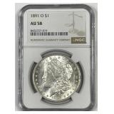 1891-O Morgan Silver $1 NGC AU58