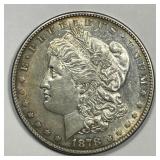1878 Morgan Silver $1 7 TF Rev. of '78 AU