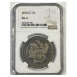 1878-CC Morgan Silver $1 Carson City NGC AG3