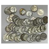 Roll Of About Uncirculated AU Mercury Silver Dimes