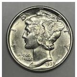 1939-D Mercury Silver Dime Uncirculated BU