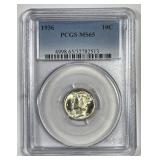 1936 Mercury Silver Dime PCGS MS65