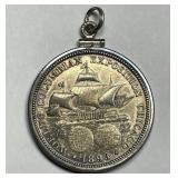 1893 Columbian Expo Silver Half Sterling Pendant