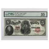1907 $5 Legal Tender Woodchopper Fr#91 PMG VF35