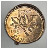 CANADA: 1981 Canadian Cent Struck Off Center Error