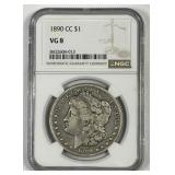 1890-CC Morgan Silver $1 Carson City NGC VG8