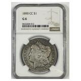 1890-CC Morgan Silver $1 Carson City NGC G6