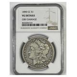 1890-CC Morgan Silver $1 Carson City NGC VG det