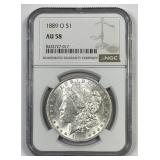1889-O Morgan Silver $1 NGC AU58