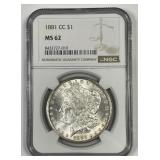 1881-CC Morgan Silver $1 Carson City NGC MS62