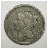 1867 Three Cent Nickel 3cN Very Good VG