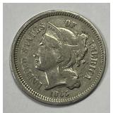 1865 Three Cent Nickel 3cN Sharp Fine F+