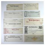 10 Various Bank Check Remainders 1850s-1900's