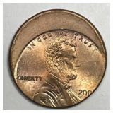 200X Lincoln Cent Struck 18% Off Center ERROR