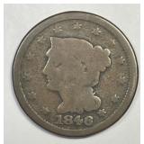 1846 Braided Hair Large Cent Good G