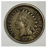 1863 Indian Head Cent Fine F