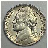 1942-P Jefferson Silver War Nickel AU