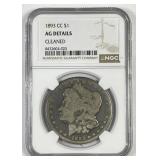 1893-CC Morgan Silver $1 Carson City NGC AG det