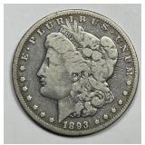 1893 Morgan Silver $1 Very Good VG details
