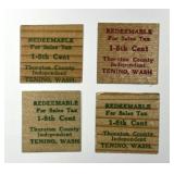 1930's Lot of 4 Wood Tax Tokens Tenino WA
