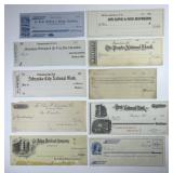 10 Various Bank Check Remainders 1850s-1890's