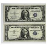 1935-E & 1957-A $1 Silver Certificate Pair AU