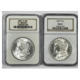 1885-O Morgan Silver $1 Gem BU Pair NGC MS65