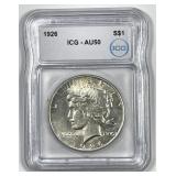 1926 Peace Silver $1 ICG AU50