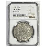 1883-CC Morgan Silver $1 Carson City NGC AU detail
