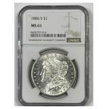 1886-S Morgan Silver $1 NGC MS61