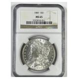 1887 Morgan Silver $1 Gem BU NGC MS65