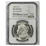 1884-CC Morgan Silver $1 Carson City NGC UNC det