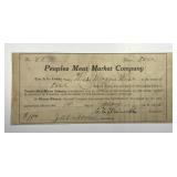 1915 Peoples Meat Market Capitol Stock Certificate