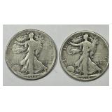 1918 P & S Walking Liberty Silver Half Pair